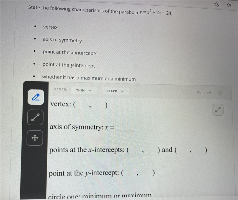 i’m not sure how to do this please help me find the vertex, axis of symmetry, point-example-1