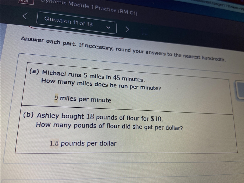 Micheal runs 5 miles in 45 minutes. How many minutes does he run per minute?-example-1