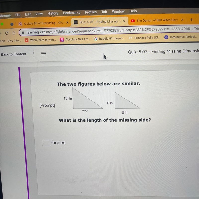 The two figures of similar what is the length of the missing side-example-1