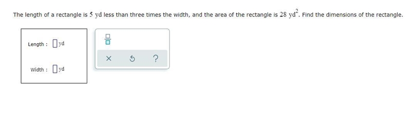 The length of a rectangle is less than three times the width, and the area of the-example-1