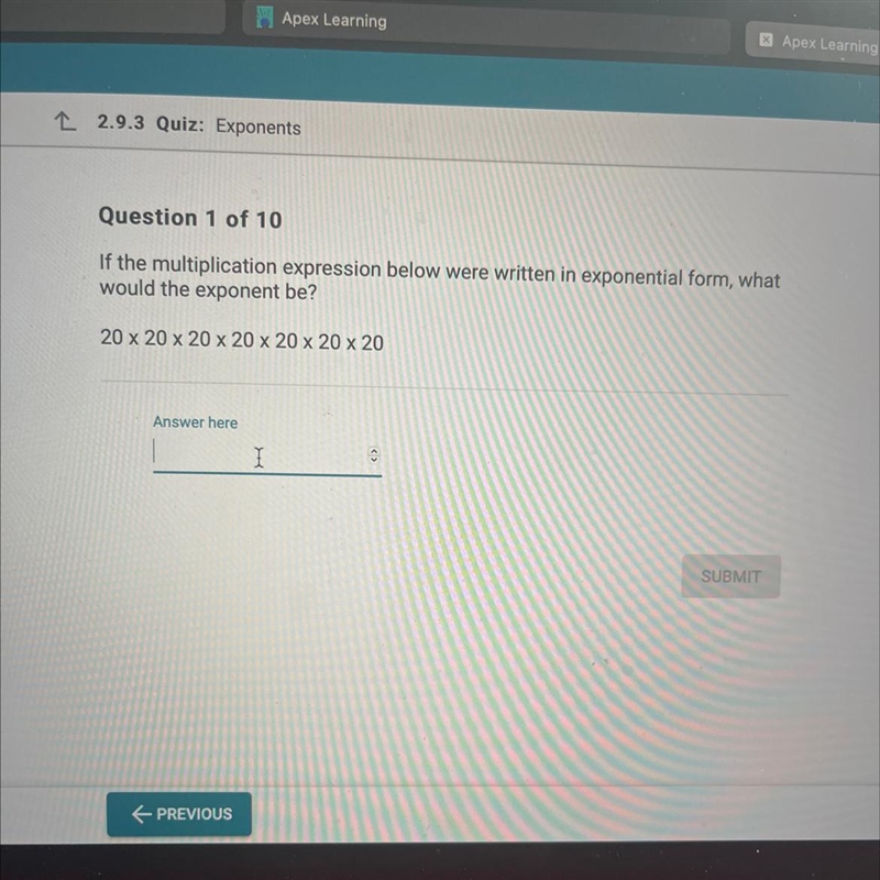 Question 1 of 10 If the multiplication expression below were written in exponential-example-1