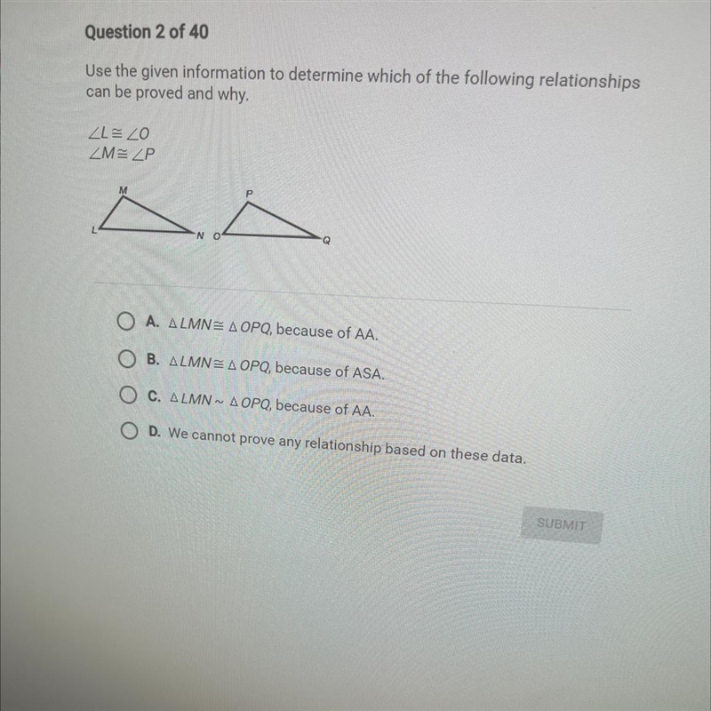 Use the given information to determine which of the following relationships can be-example-1