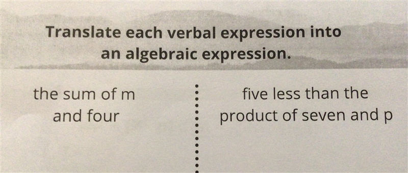 1- How do I put ‘the sum of m and four’ into an algebraic expression? 2- How do I-example-1