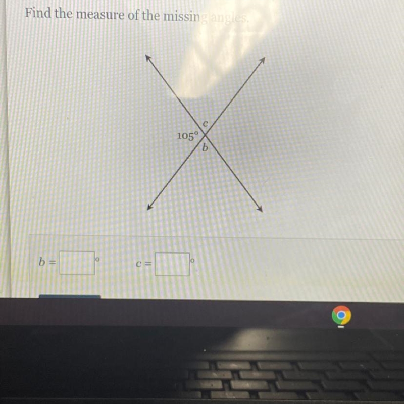 Find the measure of the missing angles. с 105 b.-example-1