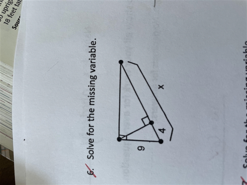 Solve for the missing variable 9 4 and x pls help need in 2 hours-example-1