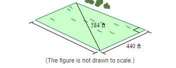 What is the length of the rectangular plot of land​ shown? Use pencil and paper. How-example-1