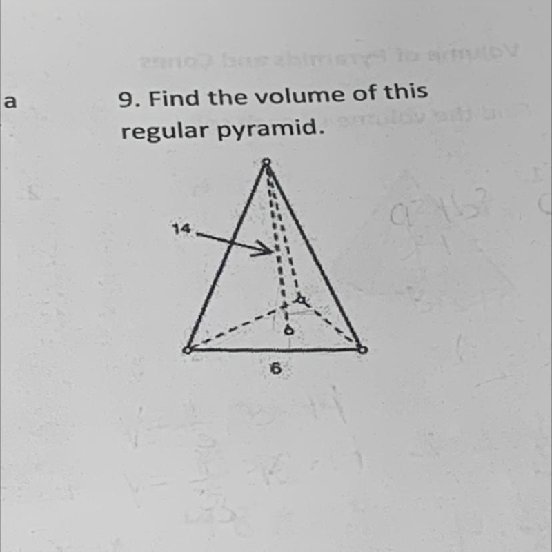 Find the volume of this regular pyramid.-example-1