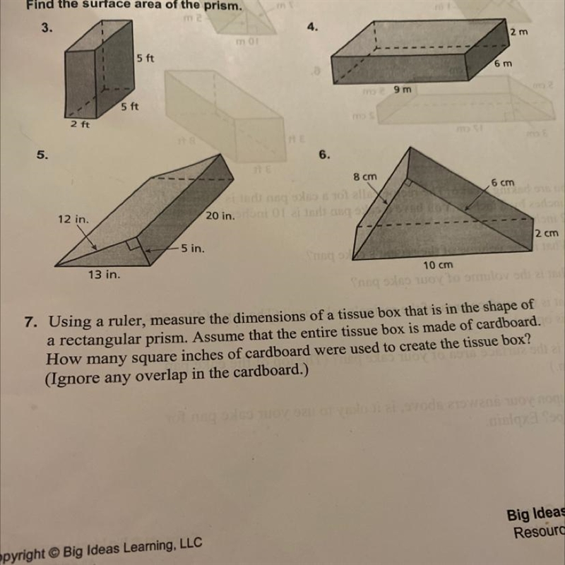 Finding the surface area of a prism #5 and #6-example-1