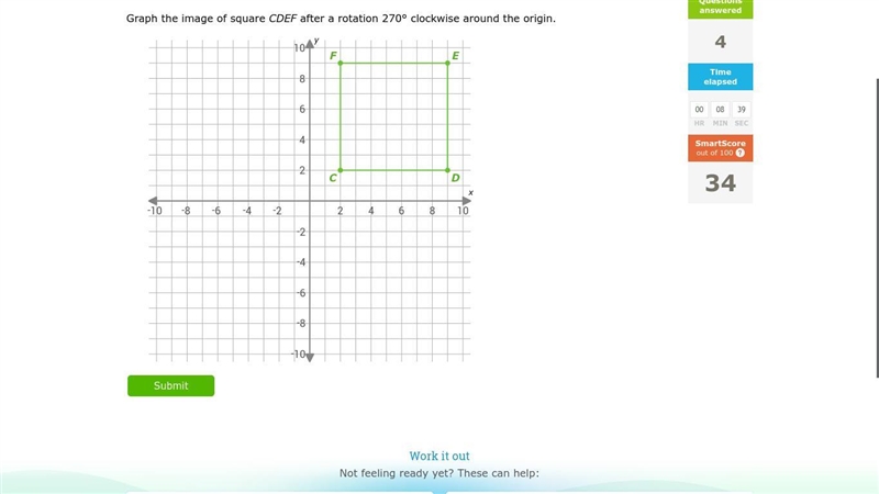 I do not know this answer. it has to be rotation 270° clockwise around the origin-example-1