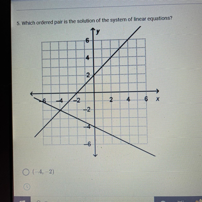 Which ordered pair is the solution of the system of a linear equation? (See image-example-1