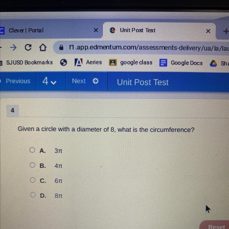 Helppp !!!!! given a circle with a diameter of eight what is the circumference?-example-1