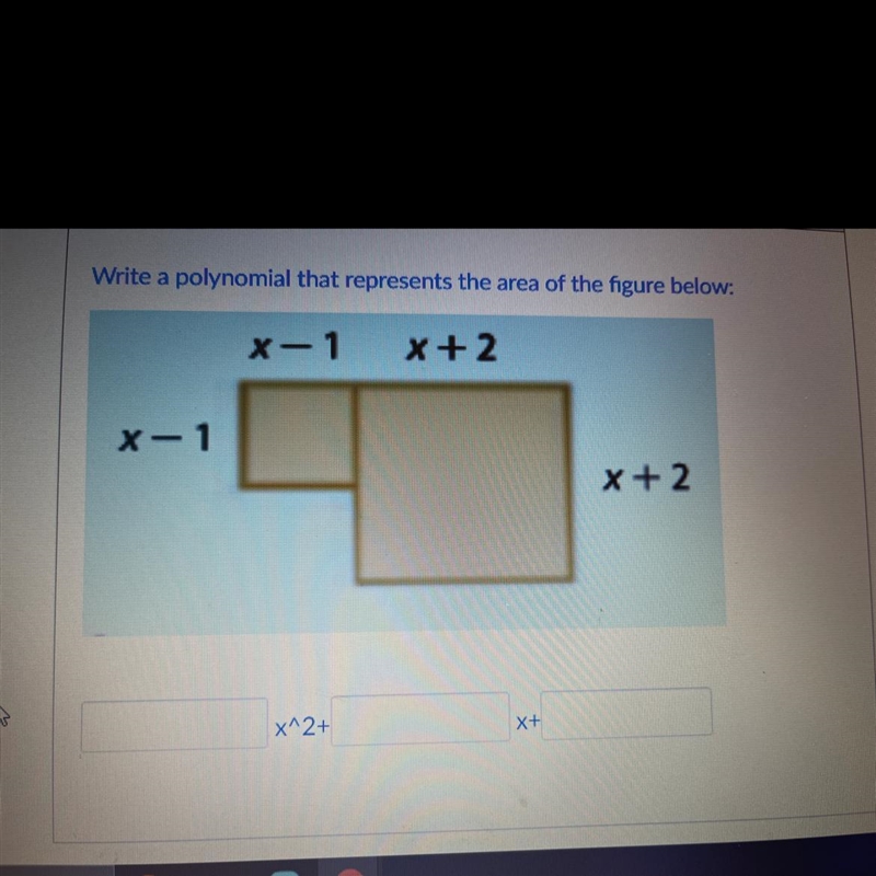 Write a polynomial that represents the area of the figure below:-example-1