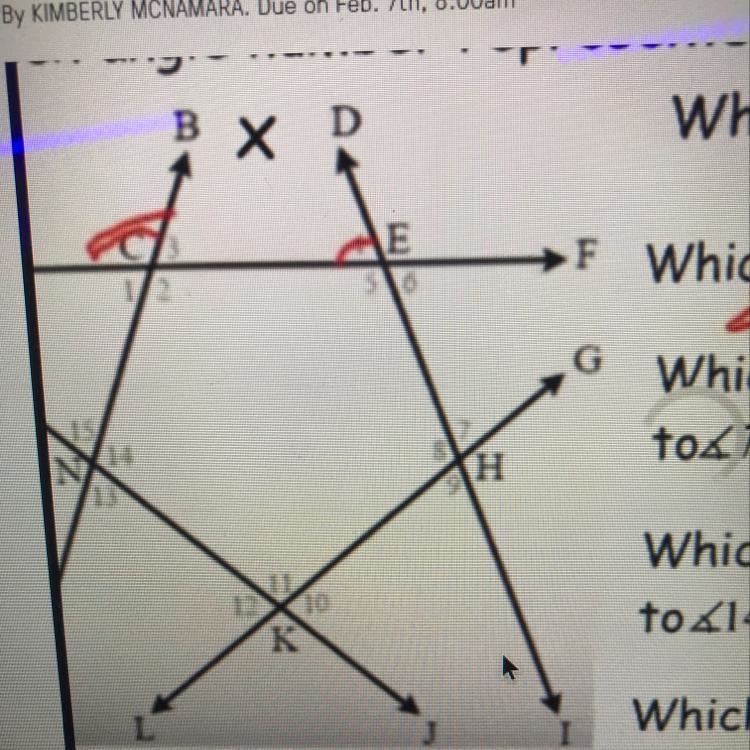 Which angles is supplementary to angle 7-example-1