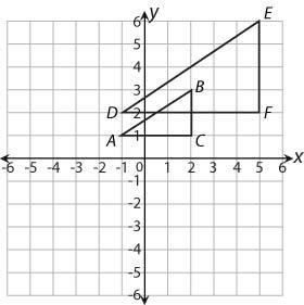 Look at △ABC and △DEF on this coordinate grid. Which transformation shows that △ABC-example-1