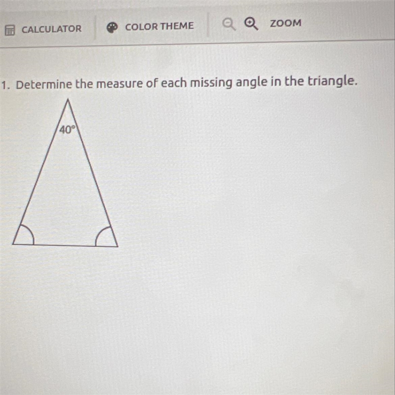 Determine the measure of each missing angle in the triangle? HELPP MEEE PLEASEE!!!!-example-1