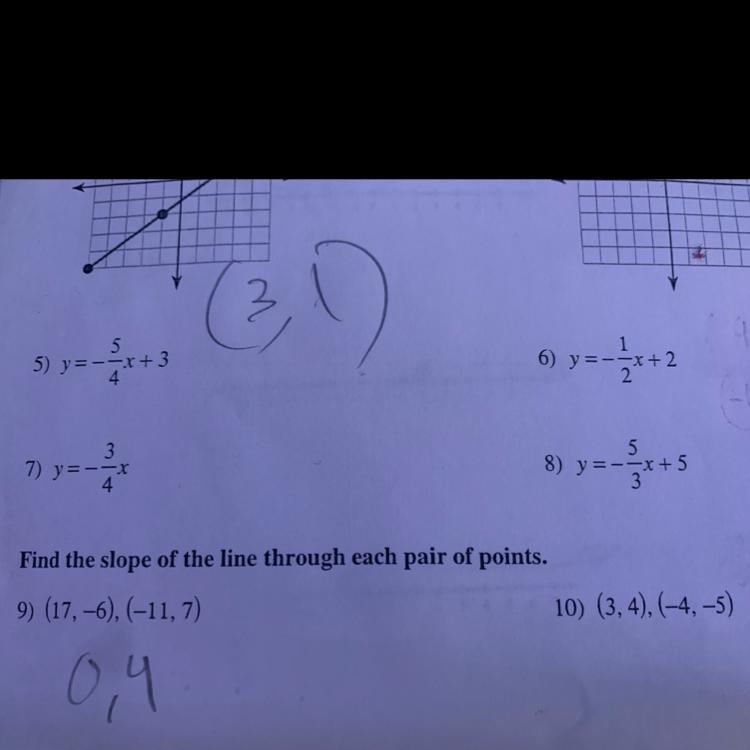 Find the slope Only questions 5,6,7,8-example-1