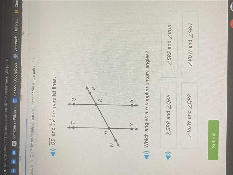 Which angles are supplementary angles-example-1