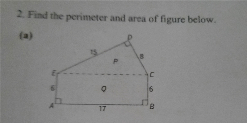 Find the perimeter and area of the figure shown in the picture. ​-example-1