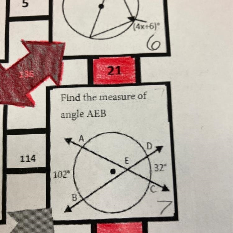 Find the measure of angle AEB - please show work-example-1