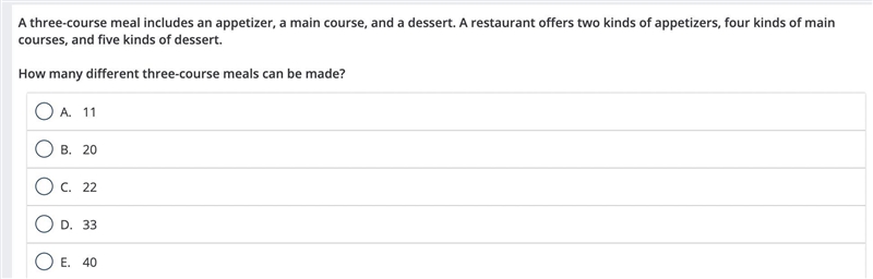 A) 11 B)20 C)22 D)33 E)40-example-1