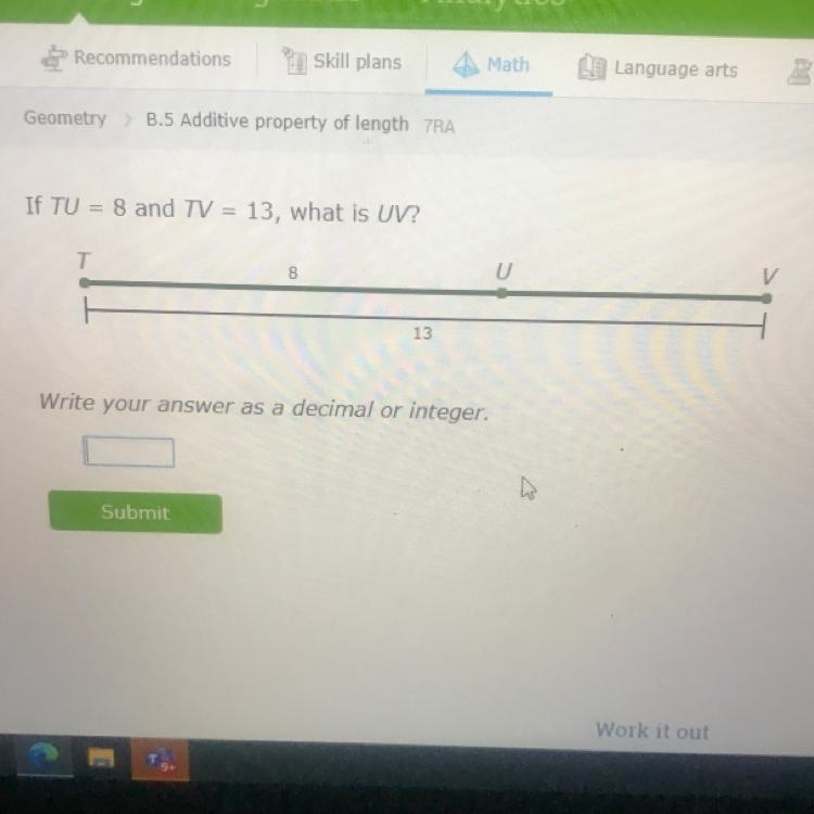 If TU=8 and TV = 13-example-1