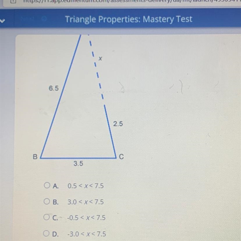 Select the correct answer. Which inequality represents the values of x that ensure-example-1