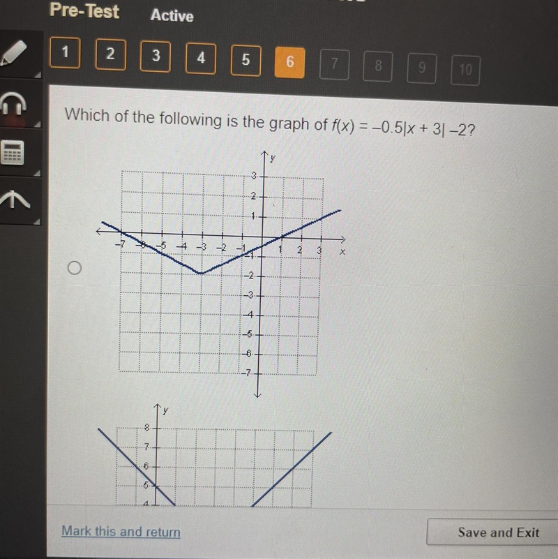 Which of the following is the graph of f(x) = -0.5|x + 31 -2?-example-1