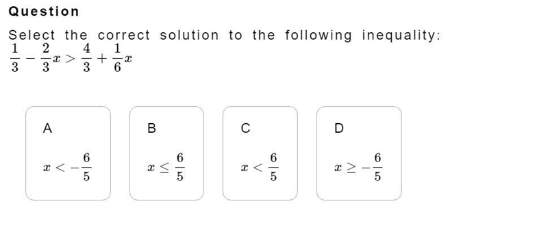 What is the correct solution to the following inequality?-example-1