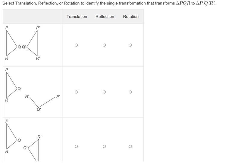 Select Translation, Reflection, or Rotation to identify the single transformation-example-1