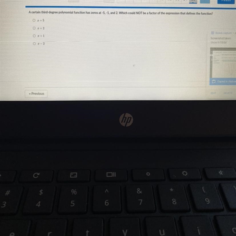 A certain third-degree polynomial function has zeros at-5, -1, and 2. Which could-example-1