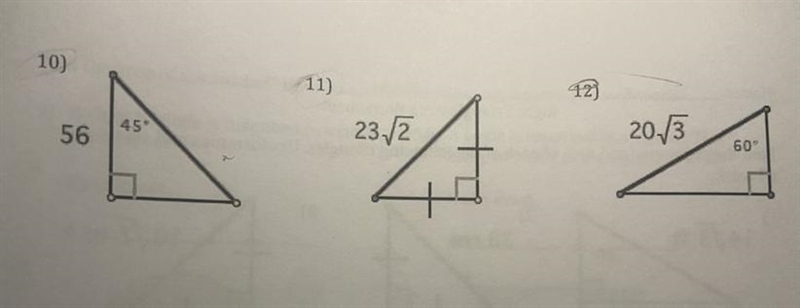 Special right triangles find missing sides.-example-1