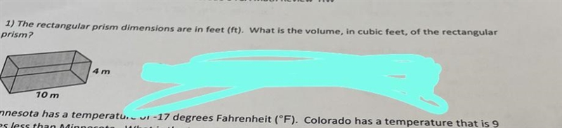 the rectangular prism dimensione are in feet (ft). what is the volume, in cubic feet-example-1