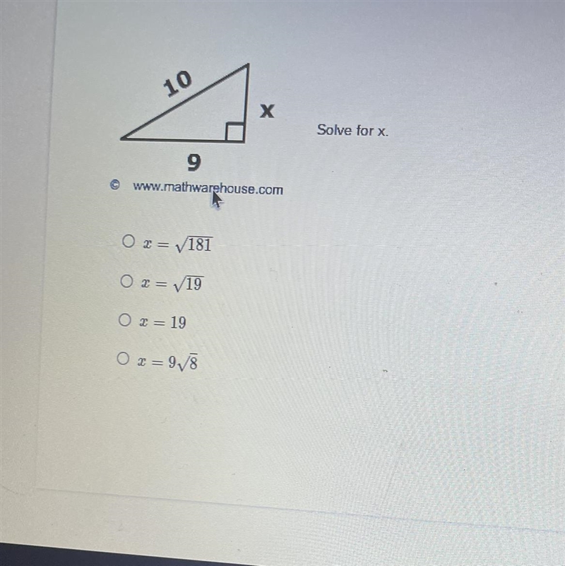 For each set of side listed determine if the given triangle is right triangle, obtuse-example-1