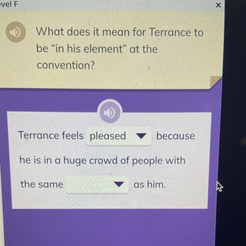 What does it mean for Terrance to be “in his element” at the convention?-example-1