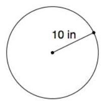 What is the radius of this circle? A) 3.14 inches B) 5 inches C) 10 inches D) 20 inches-example-1