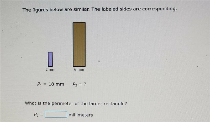 the figures below are similar. the labeled sides are corresponding. what is the perimeter-example-1