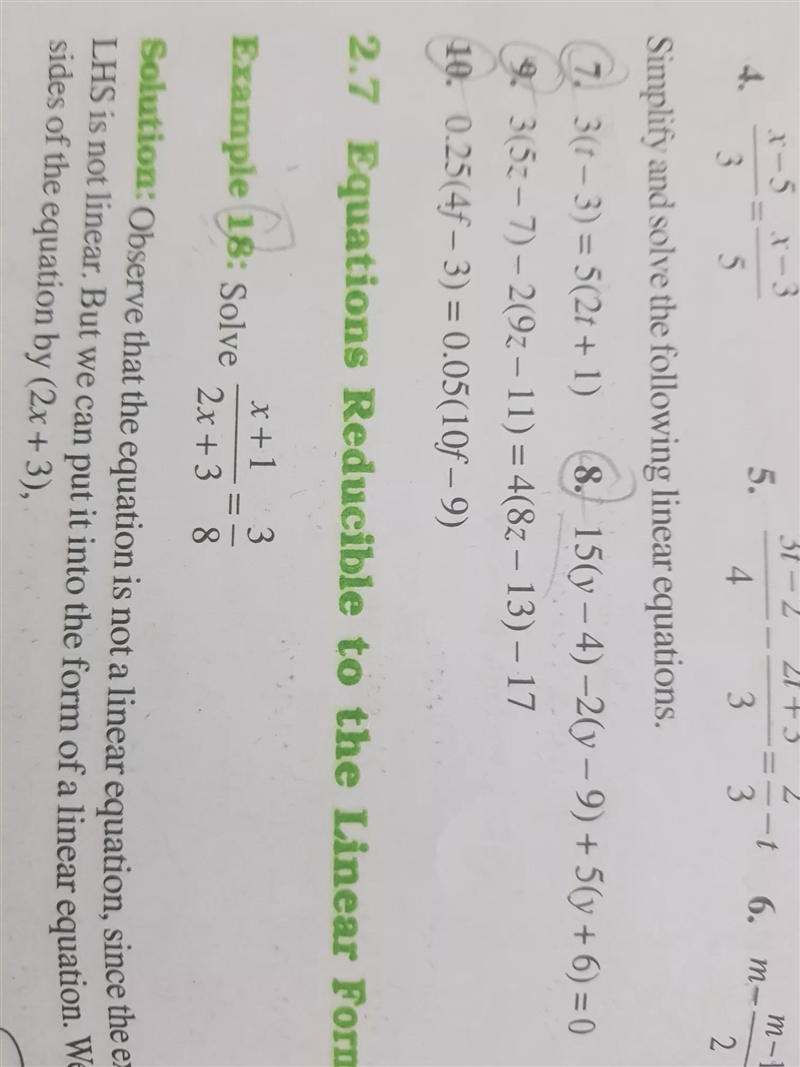 Simplify and solve the following linear equations.15 (Y - 4 - 2) Y - 9 + 5 (Y + 6)=0-example-1