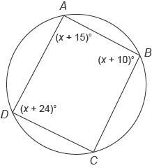 Uadrilateral ABCD​ is inscribed in this circle. What is the measure of angle C? Enter-example-1