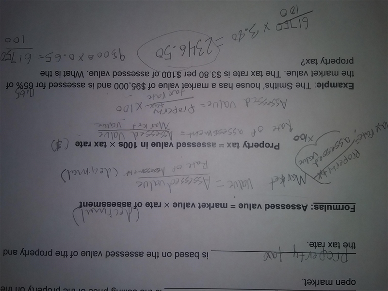 Can someone help me find the property tax? I've tried the formulas my teacher gave-example-2