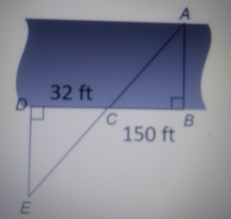 High points please help IMMEDIATELY kayla wants to find the width, AB, of a river-example-1