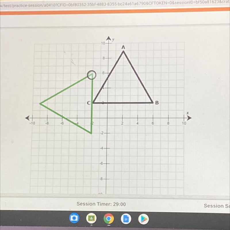 ABC has the following transformation rotated 90 degrees clockwise about the origin-example-1