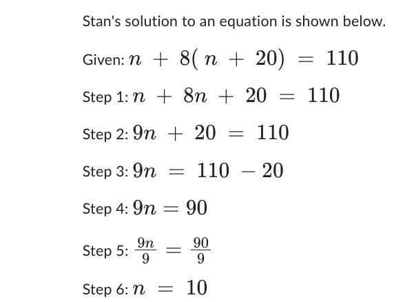 When did Stan make his mistake. A:Stan made a mistake in Step 1 B:Stan made a mistake-example-1