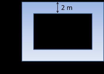 A rectangular flower bed measures 10 m by 6 m. It has a path 2 m wide around it. Find-example-1