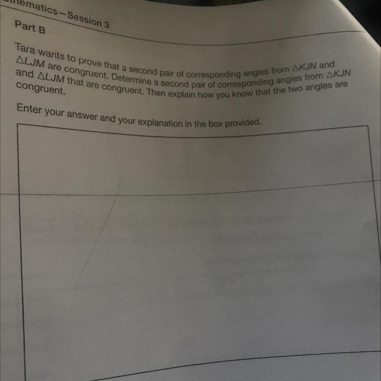 Tara wants to prove that a second pair of corresponding angles from KJN and LJM are-example-1