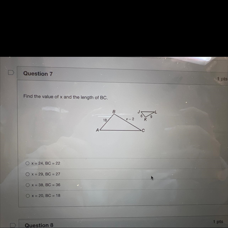 Find the value of x and the length of BC.-example-1