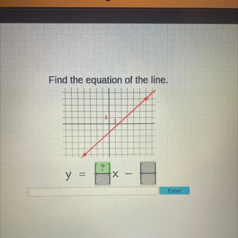 PLEASE HELP ASAP Find the equation of the line. y = 1 1×-8 Enter-example-1