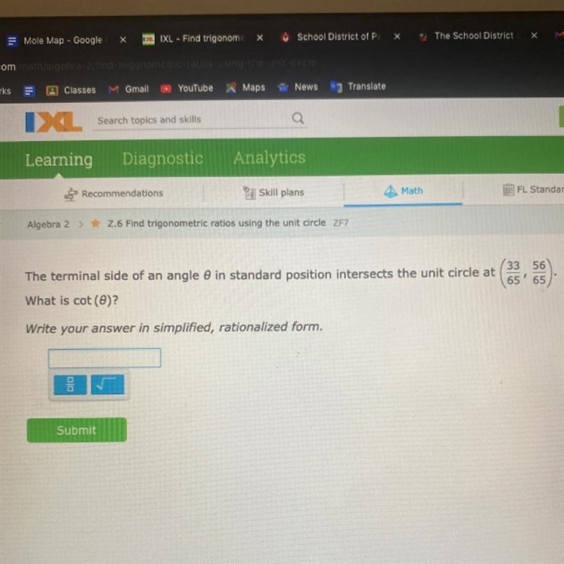 The terminal side of an angle What is the cot-example-1