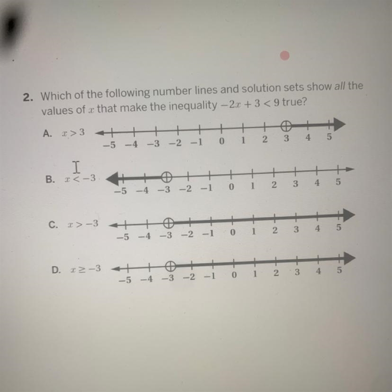 Which of the following number lines and solution sets show the values of r that make-example-1