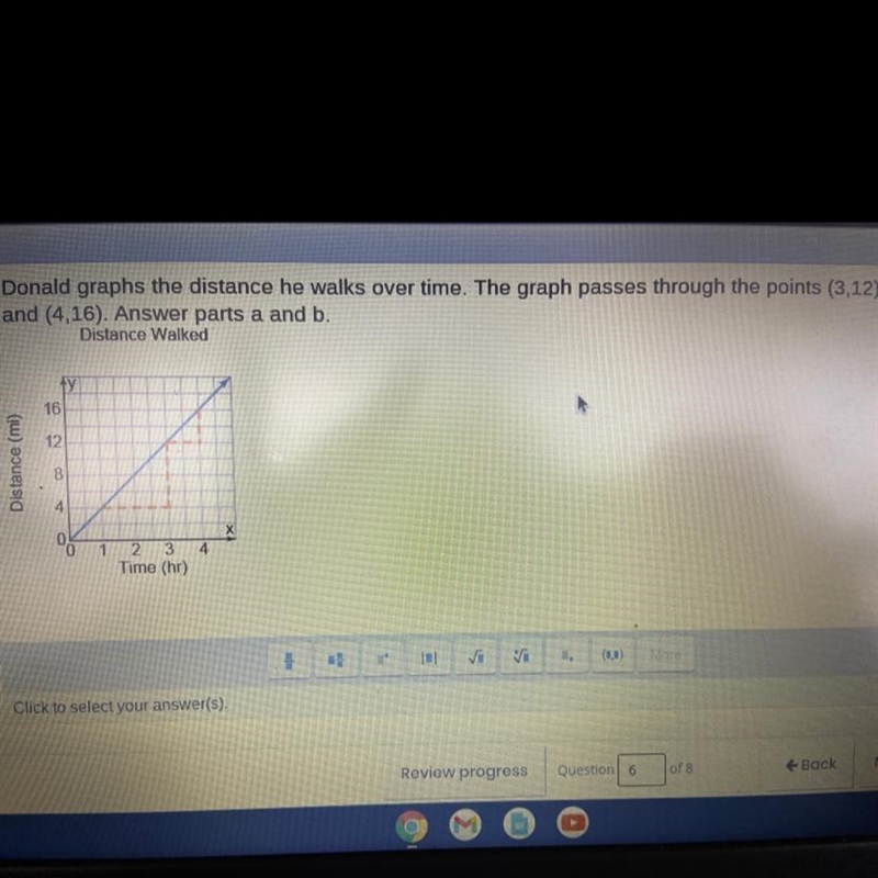 A. Find the slope of the line that passes through these points. The slope is (Type-example-1