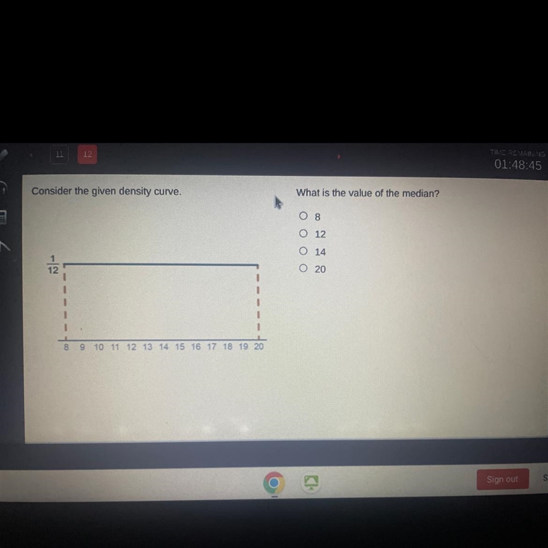 What is the value of the median? 8, 12, 14, 20-example-1